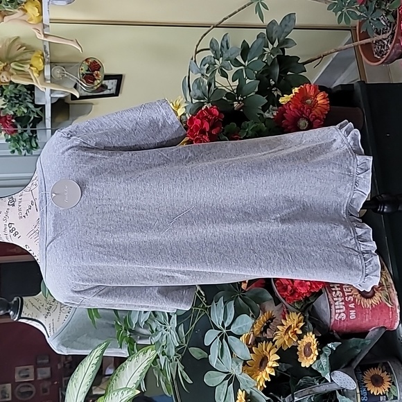 #30 Gray Marle Ruffle T-Shirt Top - Picture 11 of 11